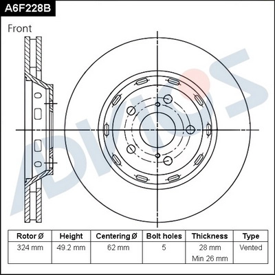 Disque de frein ADVICS A6F228B