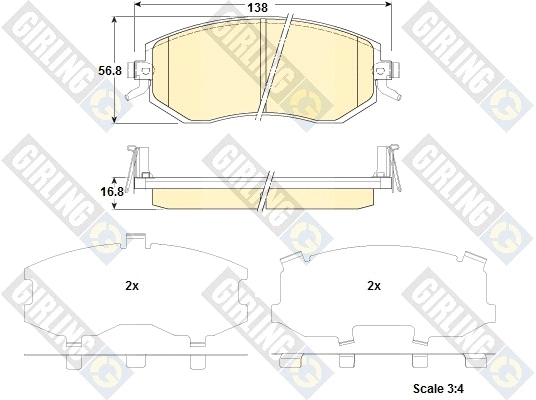 Kit de plaquettes de frein, frein à disque GIRLING 6135199