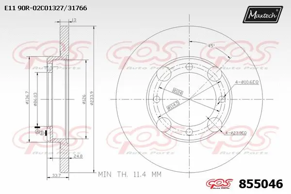 Disque de frein MAXTECH 855046