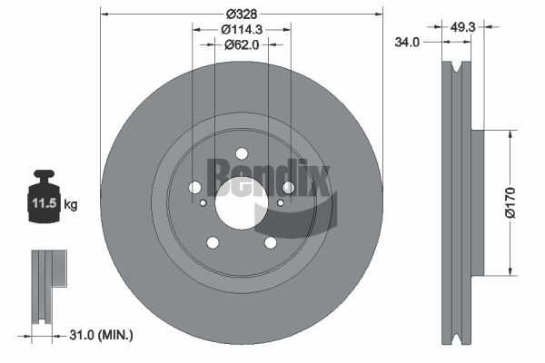 Disque de frein BENDIX Braking BDS2349HC