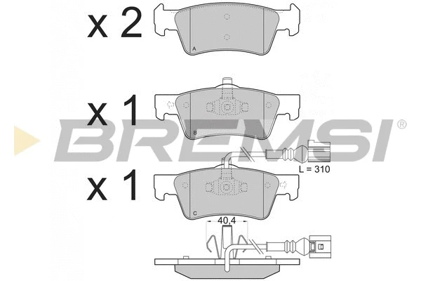 Kit de plaquettes de frein, frein à disque BREMSI BP3372