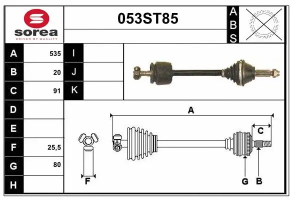 Arbre de transmission STARTCAR 053ST85