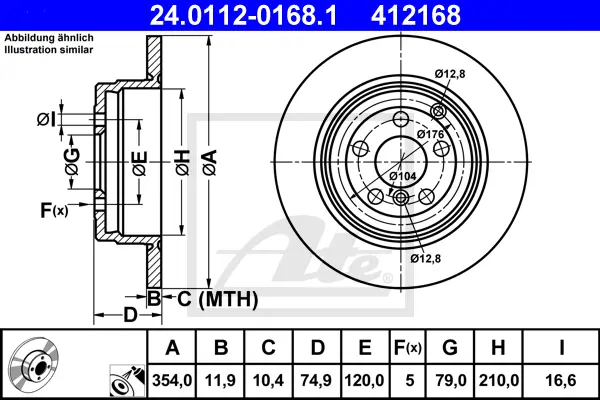 Disque de frein ATE-APAC 24.0112-0168.1