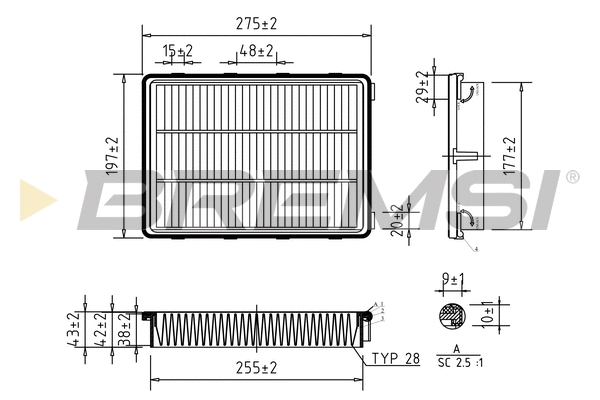 Filtre à air BREMSI FA1078