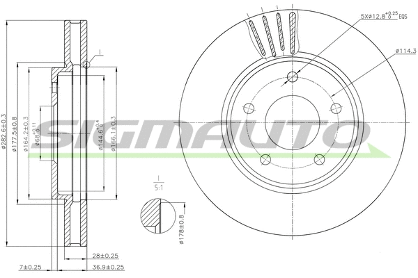 Disque de frein SIGMAUTO DBC040V