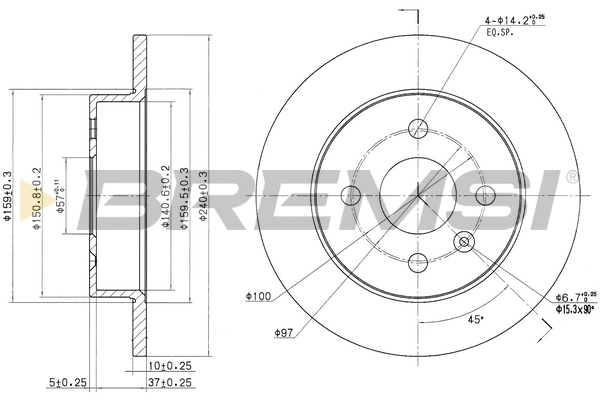 Disque de frein BREMSI CD7043S