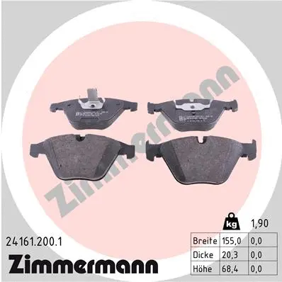 Kit de plaquettes de frein, frein à disque ZIMMERMANN 24161.200.1