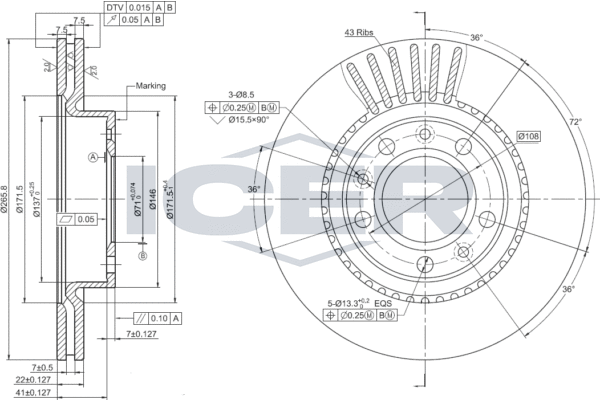 Disque de frein ICER 78BD0037-2
