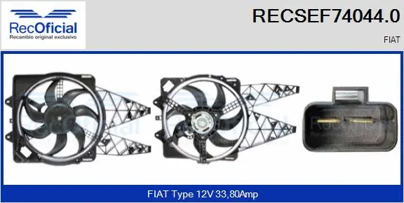 Moteur électrique, ventilateur pour radiateurs RECOFICIAL RECSEF74044.0