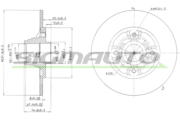 Disque de frein SIGMAUTO DBA333S