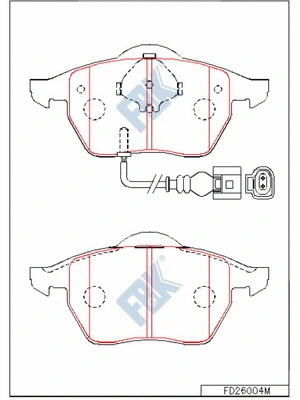 Kit de plaquettes de frein, frein à disque FBK FD26004M