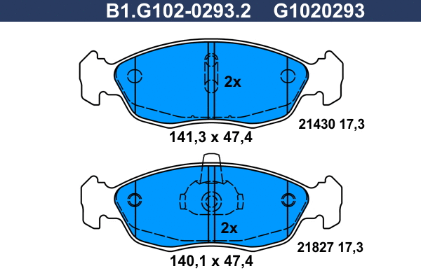Kit de plaquettes de frein, frein à disque GALFER B1.G102-0293.2
