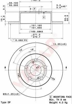 Disque de frein VILLAR 628.2108