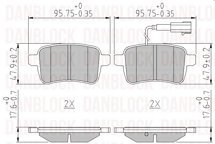 Kit de plaquettes de frein, frein à disque DANBLOCK DB 511225