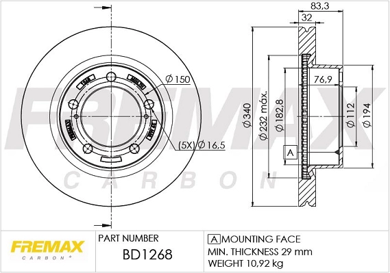 Disque de frein FREMAX BD-1268