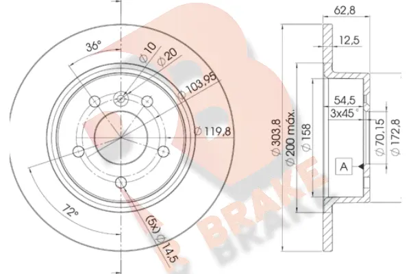 Disque de frein R BRAKE 78RBD22004