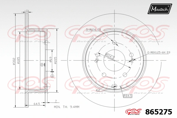Disque de frein MAXTECH 865275