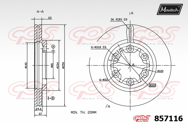 Disque de frein MAXTECH 857116