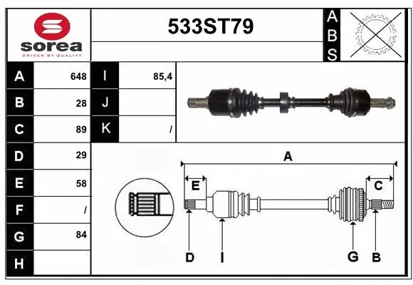 Arbre de transmission STARTCAR 533ST79