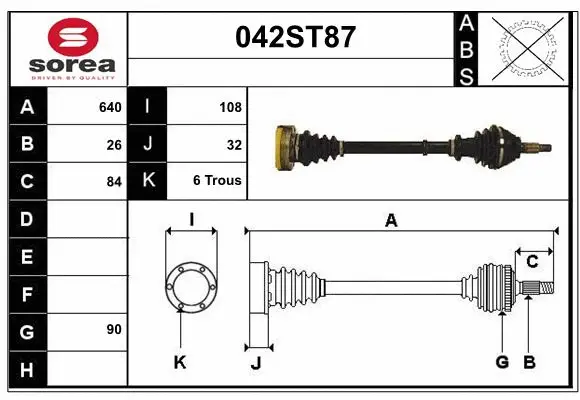Arbre de transmission STARTCAR 042ST87