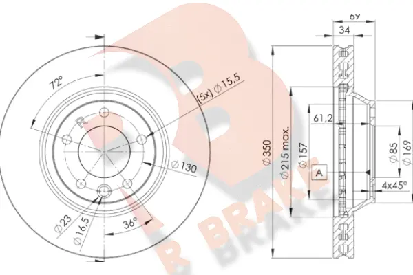 Disque de frein R BRAKE 78RBD13324