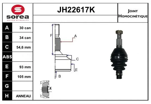 Jeu de joints, arbre de transmission SNRA JH22617K