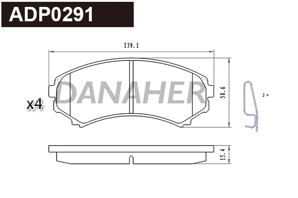 Kit de plaquettes de frein, frein à disque DANAHER ADP0291