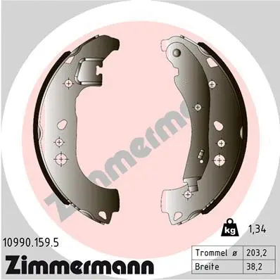 Jeu de mâchoires de frein ZIMMERMANN 10990.159.5