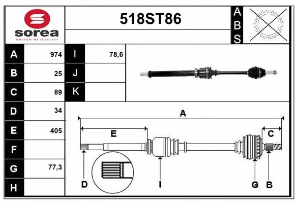 Arbre de transmission STARTCAR 518ST86