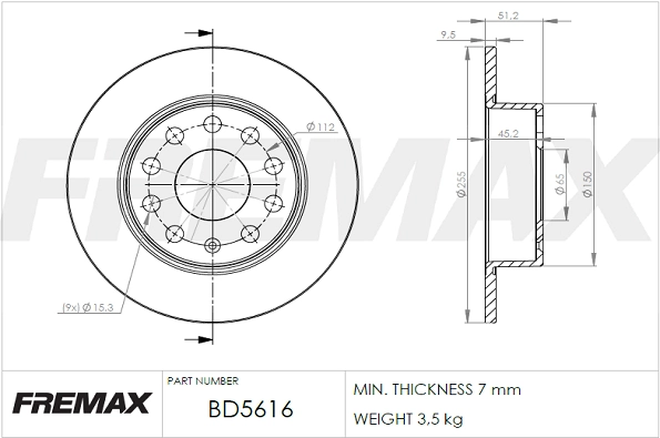 Disque de frein FREMAX BD-5616
