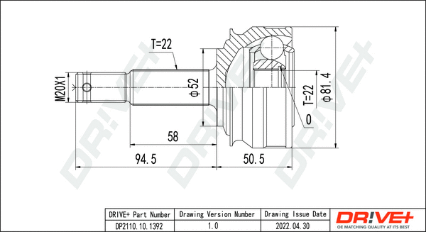 Jeu de joints, arbre de transmission Dr!ve+ DP2110.10.1392