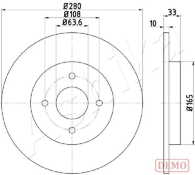 Disque de frein ASHIKA 61-00-0304C