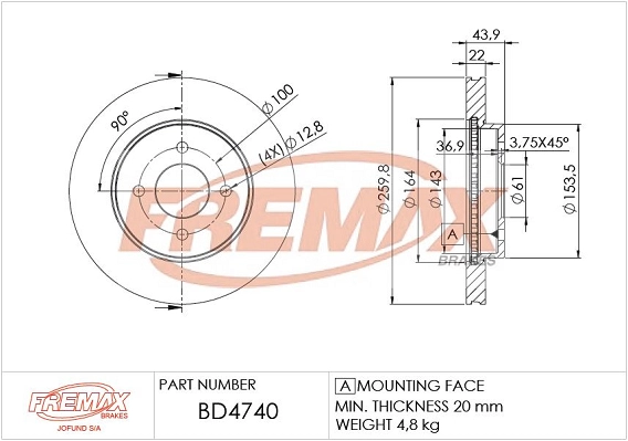 Disque de frein FREMAX BD-4740