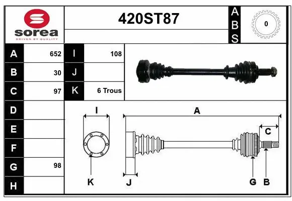 Arbre de transmission STARTCAR 420ST87