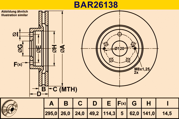 Disque de frein BARUM BAR26138