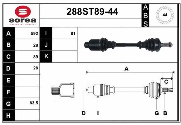 Arbre de transmission STARTCAR 288ST89-44