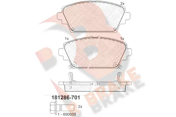 Kit de plaquettes de frein, frein à disque R BRAKE RB1286-701