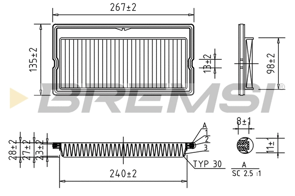 Filtre à air BREMSI FA1266