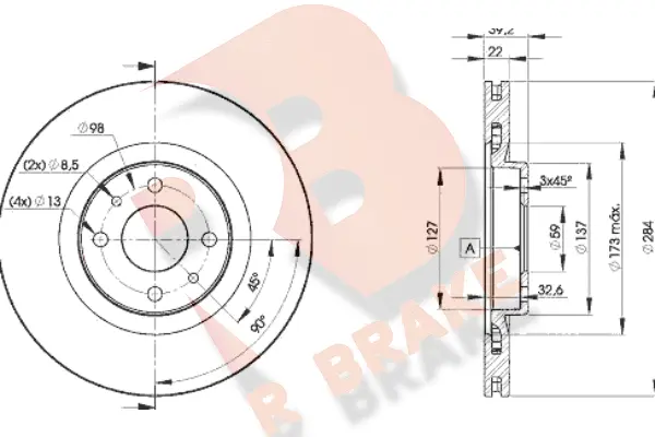 Disque de frein R BRAKE 78RBD27947