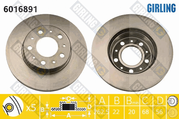 Disque de frein GIRLING 6016891