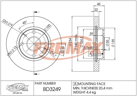 Disque de frein FREMAX BD-3249
