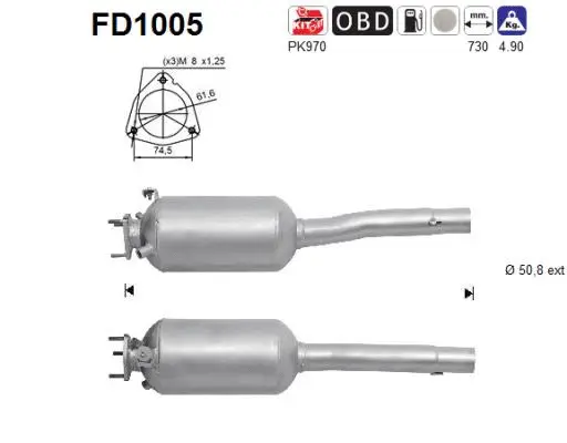 Filtre à particules / à suie, échappement AS FD1005