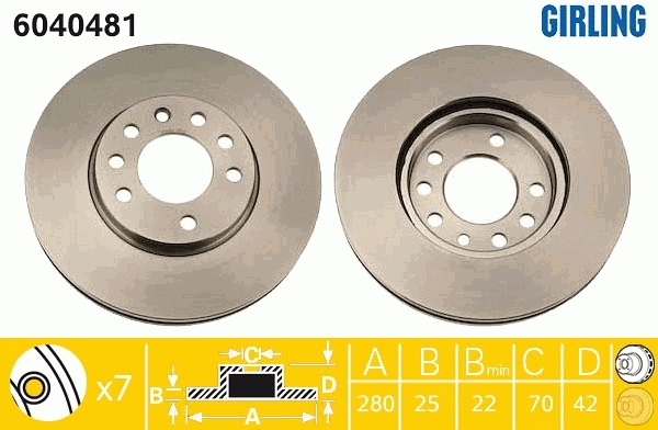Kit de freins, frein à disques GIRLING 6411432