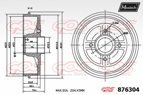 Tambour de frein MAXTECH 876304