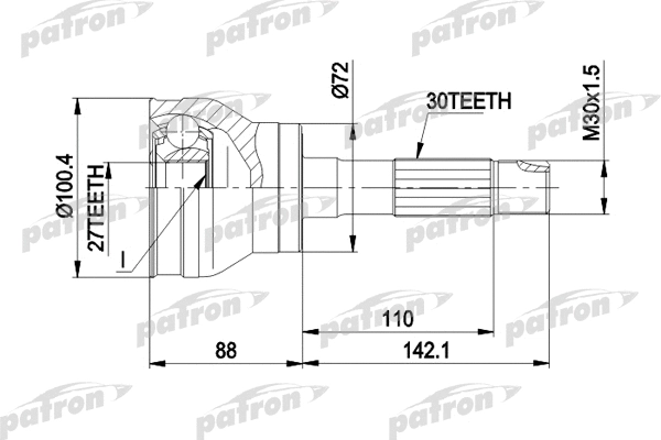 Jeu de joints, arbre de transmission PATRON PCV1002
