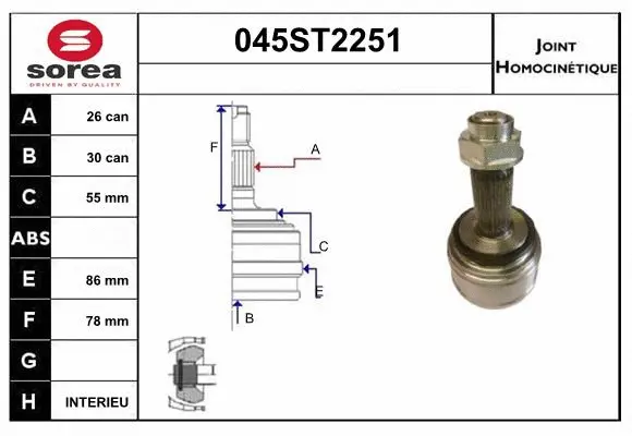 Jeu de joints, arbre de transmission STARTCAR 045ST2251