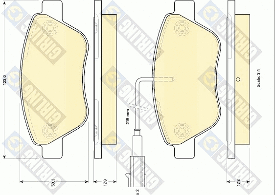 Kit de plaquettes de frein, frein à disque GIRLING 6118424