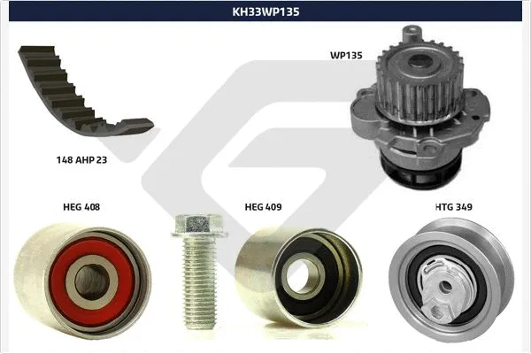 Pompe à eau + kit de courroie crantée HUTCHINSON KH 33WP135