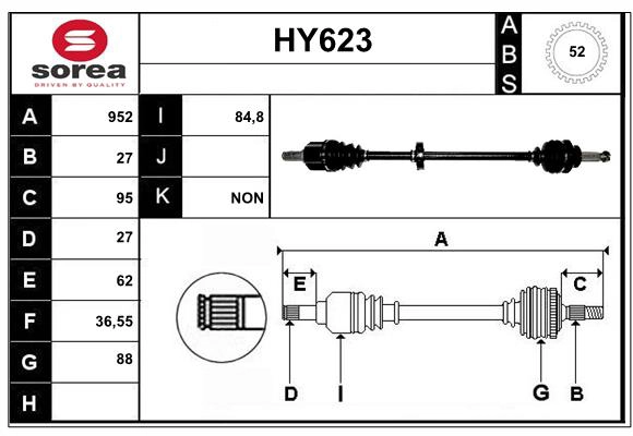 Arbre de transmission SERA HY623