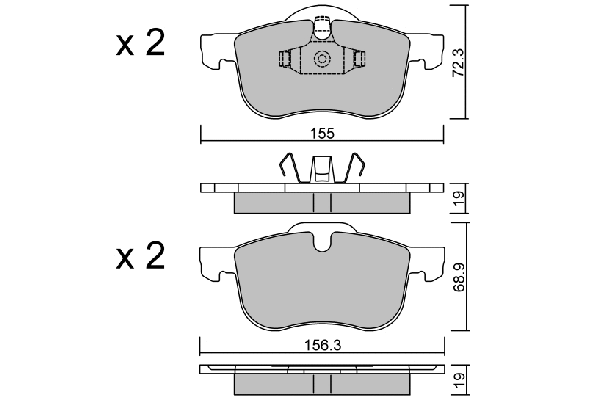Kit de plaquettes de frein, frein à disque AISIN BPVO-1001